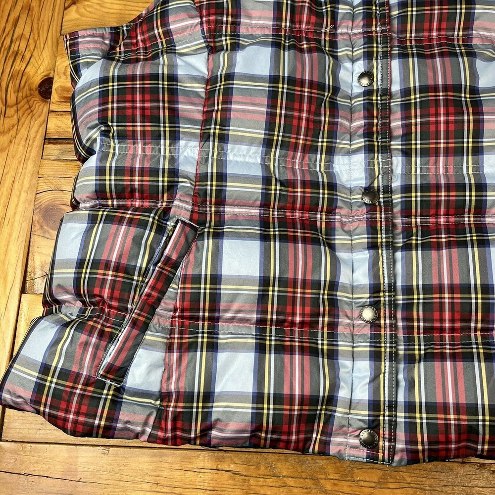 Lands End Puffer Vest Plaid Snap Up Pockets - Picture 5 of 10